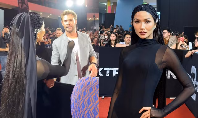 Hoa hậu H'Hen Niê trò chuyện cùng "Thor" Chris Hemsworth ở Philippines