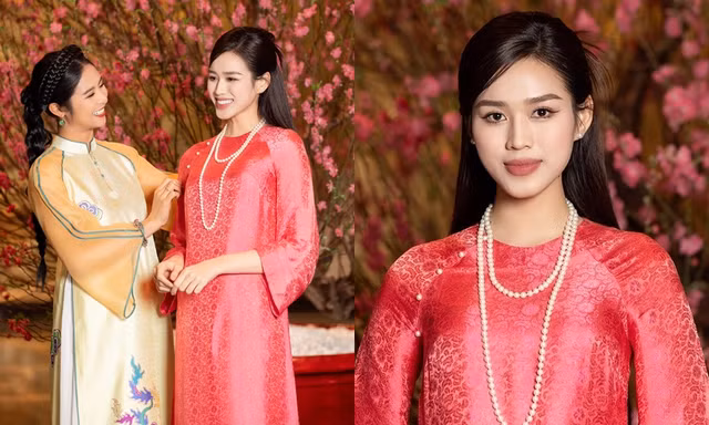Đỗ Thị Hà dịu dàng như cánh hoa đào trong thiết kế áo dài của Hoa hậu Ngọc Hân