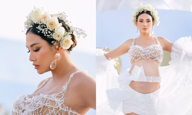 Siêu mẫu Võ Hoàng Yến dù mang bầu tháng thứ 8 vẫn trình diễn thời trang