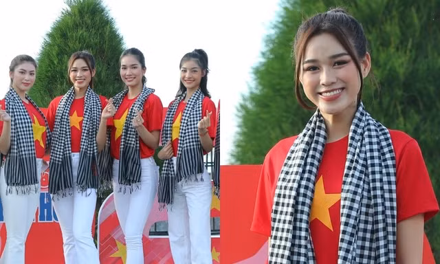 Tiền Phong Marathon: Hoa hậu Đỗ Thị Hà và dàn người đẹp rực rỡ với áo phông cờ đỏ sao vàng