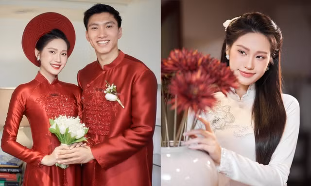 Ngắm nhan sắc ngọt ngào, trong veo của cô dâu Doãn Hải My trong tà áo dài