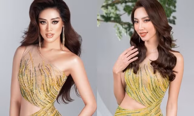 Hoa hậu Thùy Tiên và Khánh Vân "đụng hàng" thiết kế dạ hội lấp lánh, ai nổi bật hơn?