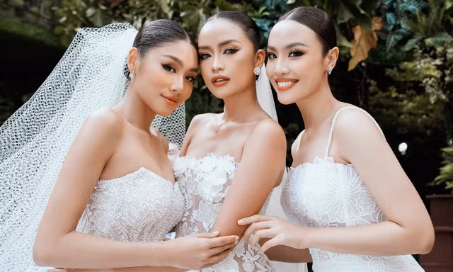 Hoa hậu Ngọc Châu và Á hậu Thảo Nhi Lê, Thủy Tiên hóa cô dâu xinh đẹp lộng lẫy
