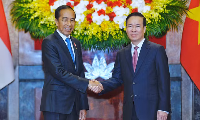 Chủ tịch nước Võ Văn Thưởng chủ trì lễ đón Tổng thống Indonesia Joko Widodo
