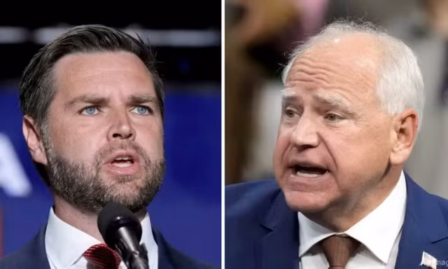 Hai ứng viên phó tổng thống Mỹ JD Vance (bìa trái) và Tim Walz. (Ảnh: AP)