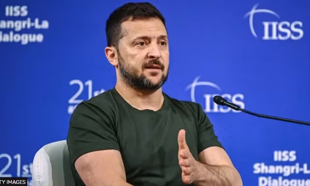 Tổng thống Ukraine Volodymir Zelensky tại Đối thoại Shangri-La. (Ảnh: Getty)