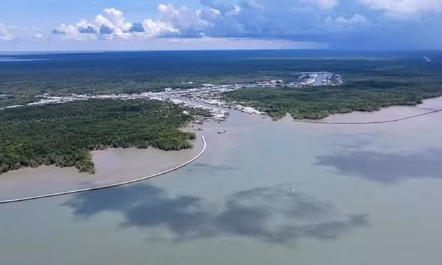 Một khu vực kè ven biển Đông thuộc xã Đất Mũi, huyện Ngọc Hiển, tỉnh Cà Mau. (Ảnh: ND)