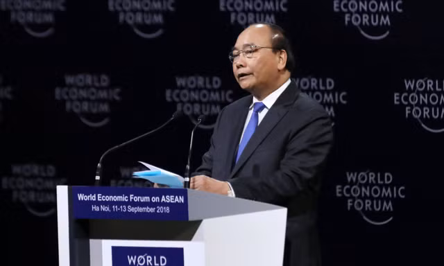 Thủ tướng Nguyễn Xuân Phúc phát biểu tại phiên khai mạc toàn thể WEF
