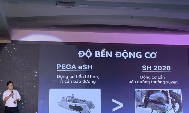 CEO Pega Đoàn Linh so sánh mẫu xe điện eSH của công ty với mẫu xe Honda SH tại lễ ra mắt ngày 11/1