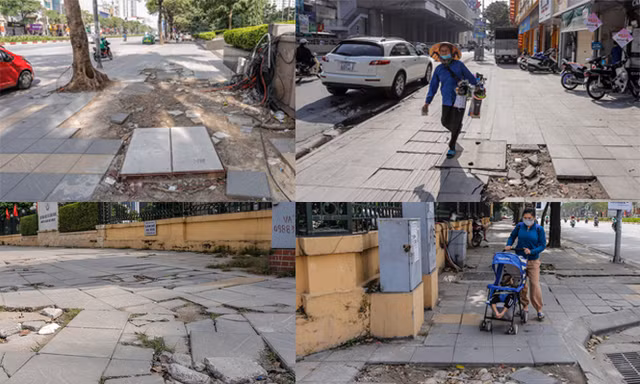 Sau ba năm lát, đá 'độ bền 70 năm' và gạch vỉa hè nhiều nơi vỡ nát