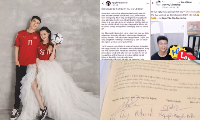 Dân mạng khui bằng chứng vợ cầu thủ Duy Mạnh sinh con ở viện công nhưng kể là viện tư?