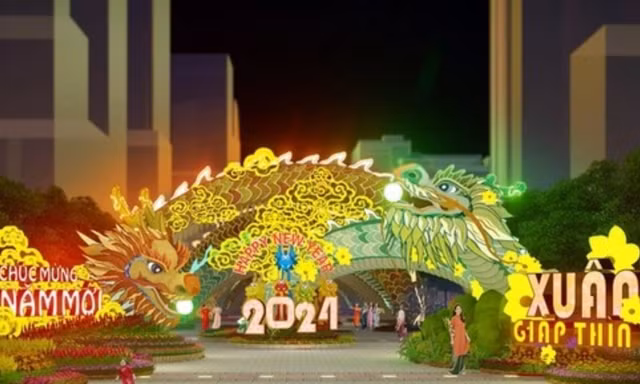 Rồng dài hơn 100m sẽ xuất hiện trên Đường hoa Nguyễn Huệ Tết 2024