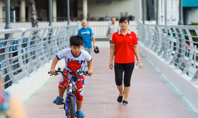 Người dân thích thú trải nghiệm cầu đi bộ qua kênh đẹp nhất TPHCM 