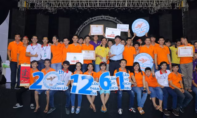Các đội tuyển của Trường đại học Lạc Hồng vui mừng với chiến thắng vô địch, giải nhì và giải ba tại cuộc thi.