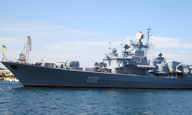 Tàu hộ vệ Hetman Sahaydachniy U130 của Hải quân Ukraine.