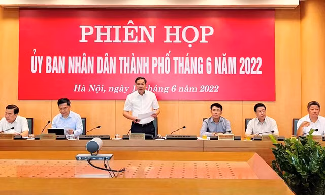 Phiên họp UBND thành phố Hà Nội tháng 6/2022. Ảnh: PV