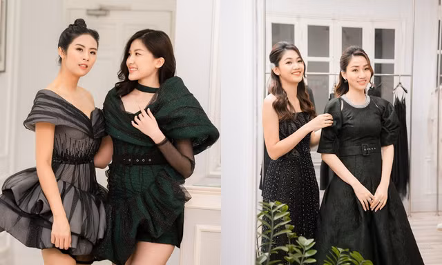 Ngọc Hân cùng Á hậu Trà My, Thanh Tú rủ nhau mua váy gây quỹ ủng hộ miền Trung