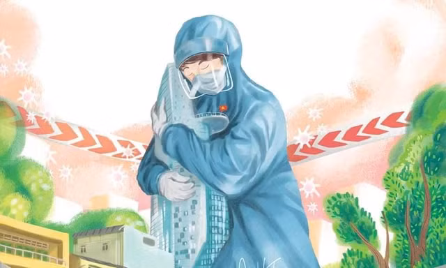 Bức tranh biểu tượng cho Sài Gòn chống dịch của chàng họa sĩ trẻ chuyên vẽ cho thiếu nhi