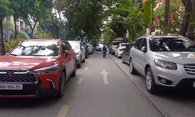 Xe đỗ chắn hết các nút vào trên tuyến đường dành cho người đi bộ
