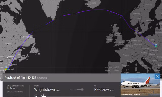Máy bay chở hàng Boeing 747 của Mỹ hoạt động bất thường tại 'cửa ngõ' viện trợ cho Ukraine