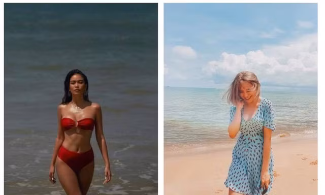 Cùng khoe ảnh chụp ở bãi biển, Mâu Thủy và Thái Trinh lại có hai tâm trạng đối lập nhau