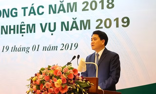 Chủ tịch UBND thành phố Hà Nội Nguyễn Đức Chung phát biểu tại hội nghị.