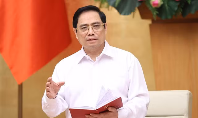 Thủ tướng Phạm Minh Chính phát biểu kết luận phiên họp Chính phủ thường kỳ. Ảnh Nhật Minh)