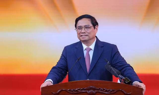 Thủ tướng Phạm Minh Chính tới dự Lễ kỷ niệm Ngày Doanh nhân Việt Nam và tôn vinh Doanh nhân Việt Nam tiêu biểu 2022 Ảnh: Đoàn Bắc 