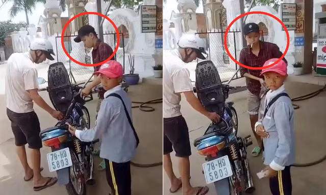 Nhân viên vừa hút thuốc vừa bơm xăng cho khách khiến dân mạng hú hồn