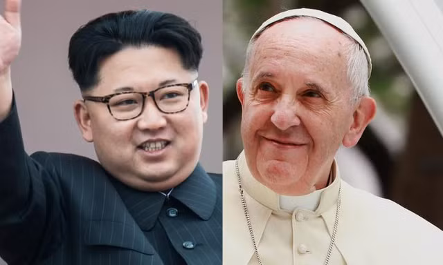Chủ tịch Kim Jong-un và Giáo hoàng Francis. 