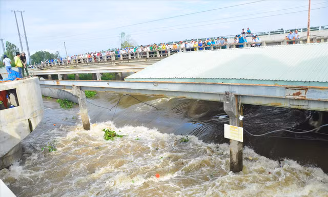 Người dân xem xả đập Trà Sư để đón phù sa từ thượng nguồn về