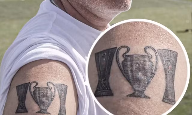 Mourinho khoe hình xăm 3 cúp châu Âu độc nhất vô nhị