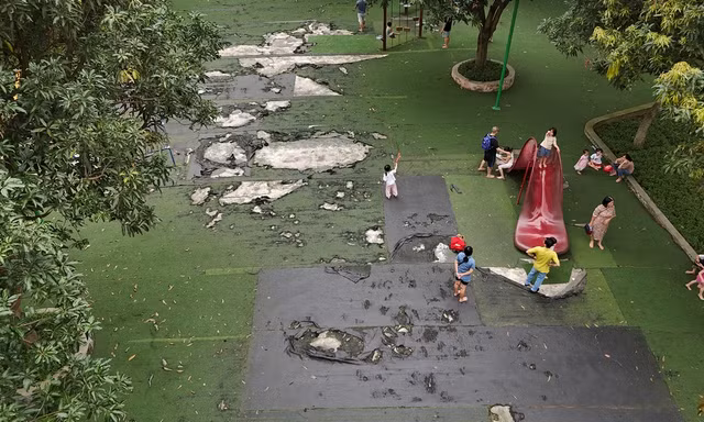 Xót xa cảnh hoang tàn, xuống cấp tại công viên Cầu Giấy