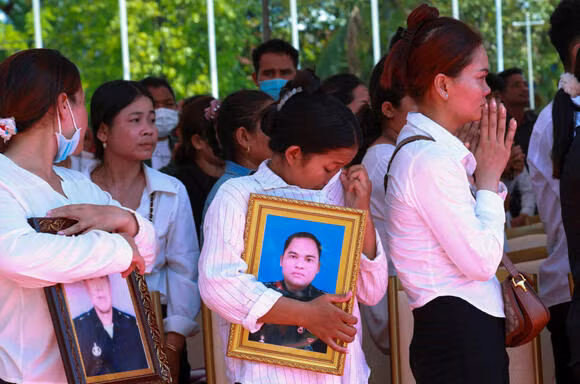Hiện trường vụ nổ. (Ảnh: Khmer Times)
