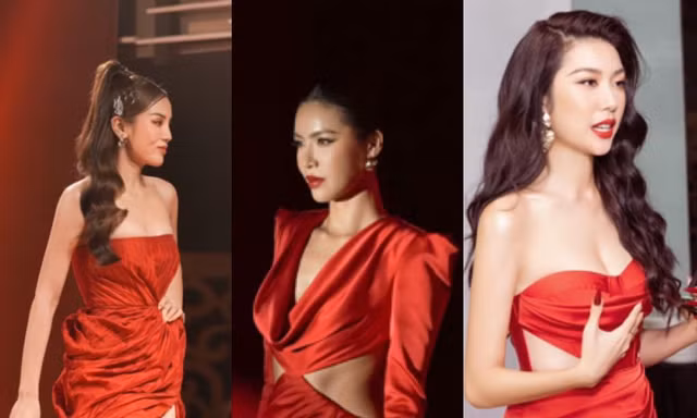 Hoa hậu Kỳ Duyên, Á hậu Thúy Vân, siêu mẫu Minh Tú đọ dáng với tông đỏ rực