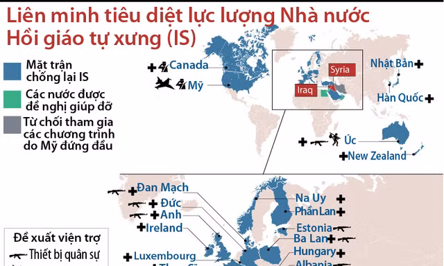 [ĐỒ HỌA] Hơn 20 nước lập Liên minh tiêu diệt phiến quân IS