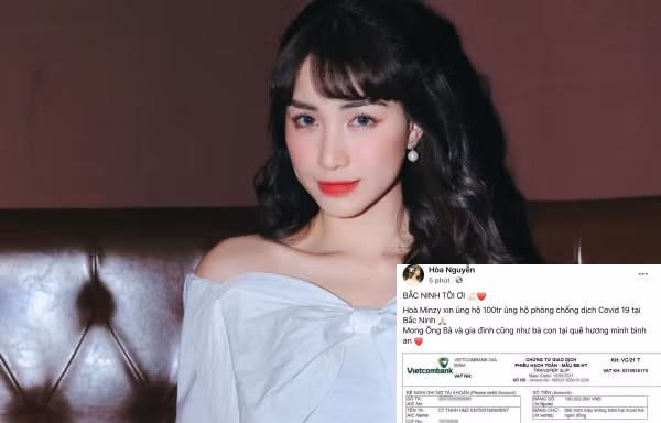 Hòa Minzy ủng hộ 100 triệu đồng cho quê nhà Bắc Ninh phòng chống dịch COVID-19
