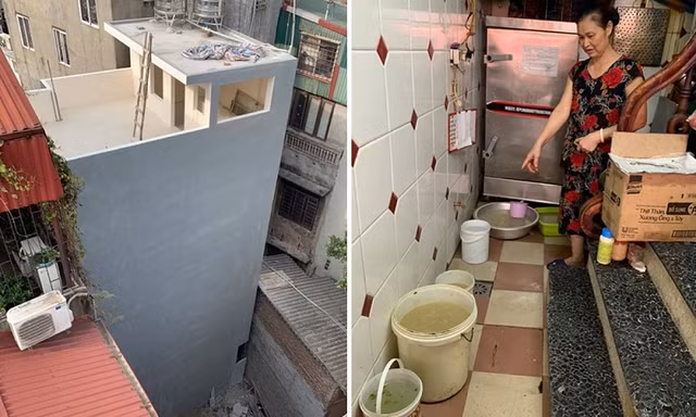 Tận thấy khu dân cư Hà Nội ‘ngập’ nước thải bởi công trình sai phạm