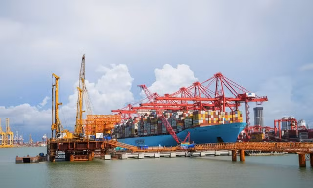 Khu vực sẽ trở thành cảng biển quốc tế Tây Colombo được Ấn Độ và Mỹ phối hợp xây dựng. (Ảnh: Bloomberg)
