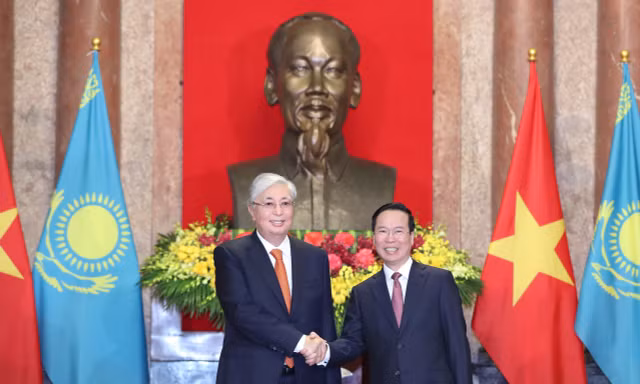 Chủ tịch nước Võ Văn Thưởng chủ trì lễ đón Tổng thống Kazakhstan