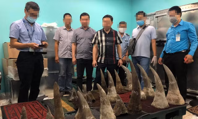 Lực lượng chức năng kiểm tra lô hàng.