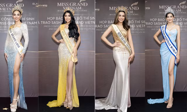 4 nàng hậu quốc tế xinh đẹp trổ tài hô tên, catwalk tại họp báo Miss Grand Vietnam 2022