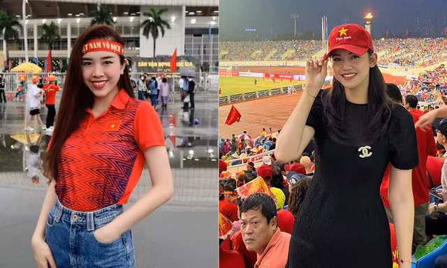 Dàn hoa, á hậu xinh đẹp trên sân Mỹ Đình cổ vũ U23 Việt Nam đá chung kết SEA Games