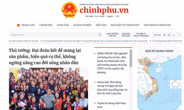 Cổng Thông tin Điện tử Chính phủ nằm trong top 10 website tiếng Việt có nhiều người truy cập