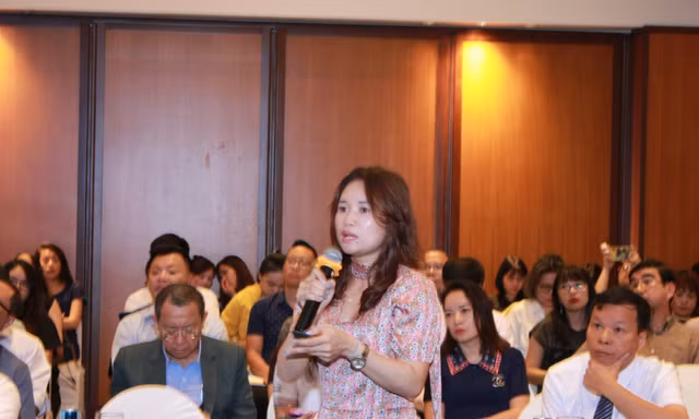 Bà Chu Thị Vân Anh, đại diện VBA phát biểu tại hội thảo ngày 28/6.