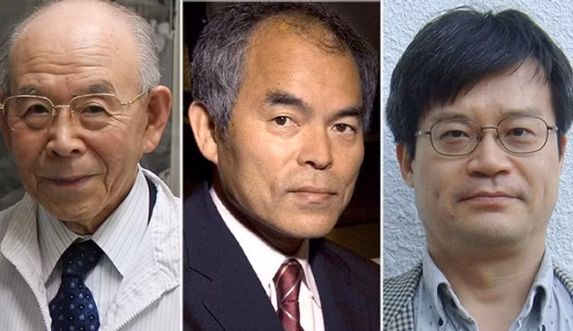 Ba nhà khoa học đoạt giải Nobel Vật lý 2014 (từ trái sang): Isamu Akasaki, Shuji Nakamura và Hiroshi Amano. Ảnh: SMH