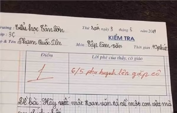 Phì cười với bài văn tả chó của cậu bé lớp 3: Không đủ tiền, mẹ em mua theo cân