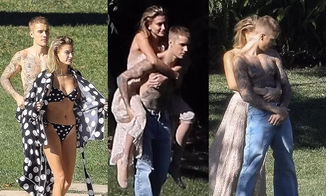 Vợ chồng Justin Bieber mặc chung đồ, không ngừng tình tứ khi chụp hình
