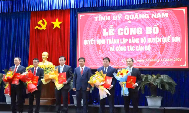 Quảng Nam công bố thành lập Đảng bộ huyện Quế Sơn và công tác cán bộ 