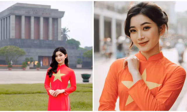 Áo dài Cờ đỏ sao vàng đi qua những điểm tích ghi dấu lịch sử dân tộc vẻ vang